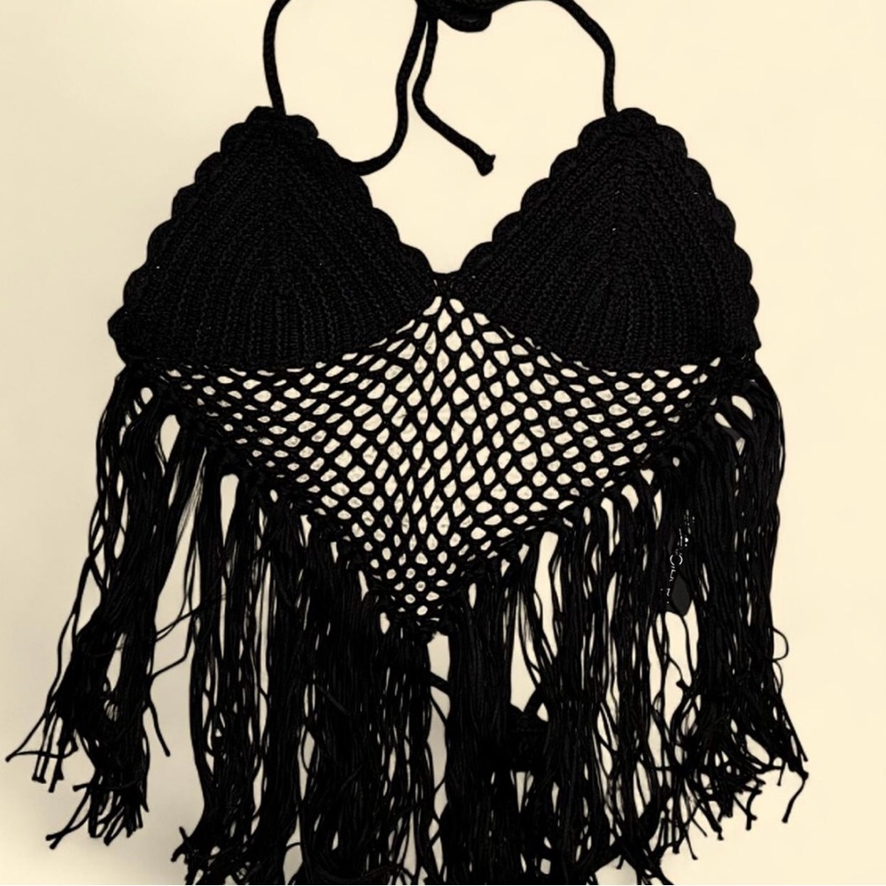 Fashion Nova Black Knit Halter Top